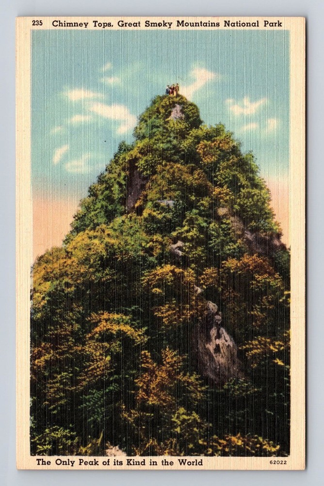 Great Smoky Mountains National Park, Chimney Tops, Series #235, Vintage Postcard