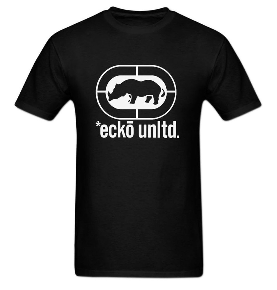 Qanipu Ecko Unltd Men’s Tshirt With Rhinoceros Logo, Black, Cotton