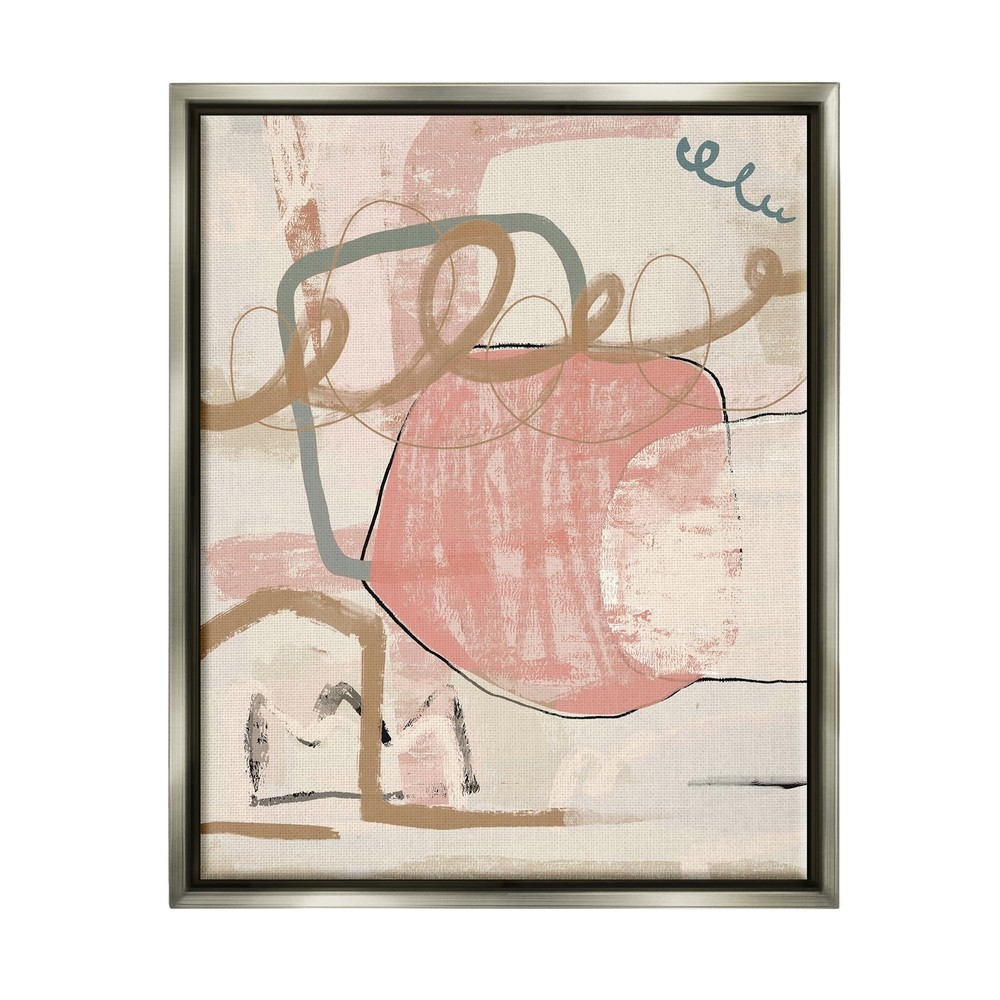 Pink Squiggle Abstraction Framed Floater Canvas Wall Art by Leah Straatsma