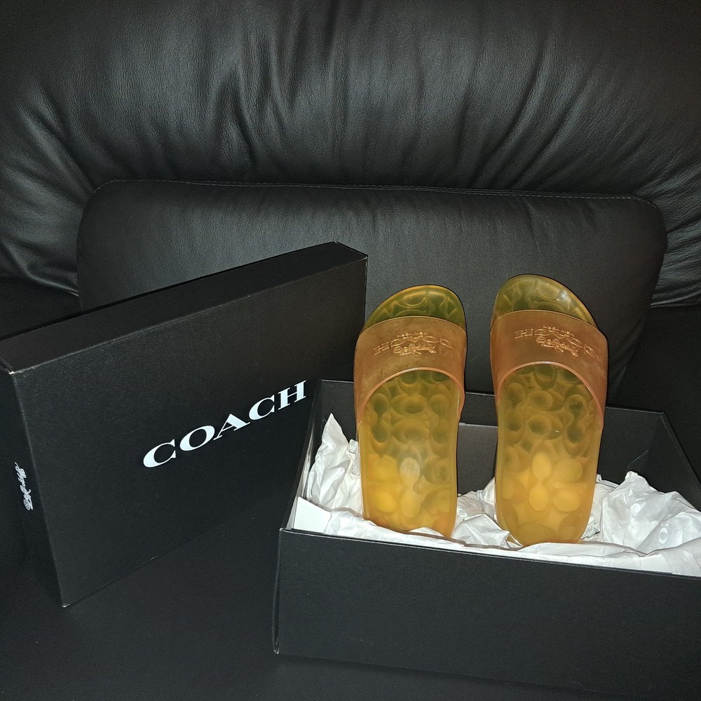 Coach Women's Ulyssa Slides Gold Size 8 New In Box