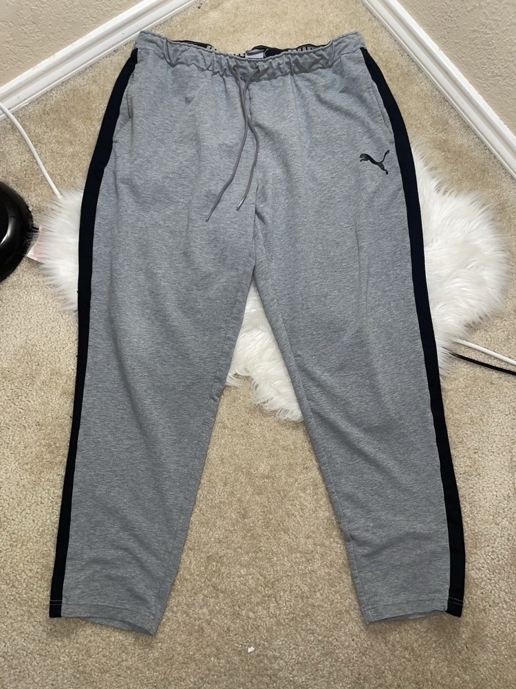 Puma Pants Mens XL Gray Black Skinny Track Sweatpants Joggers