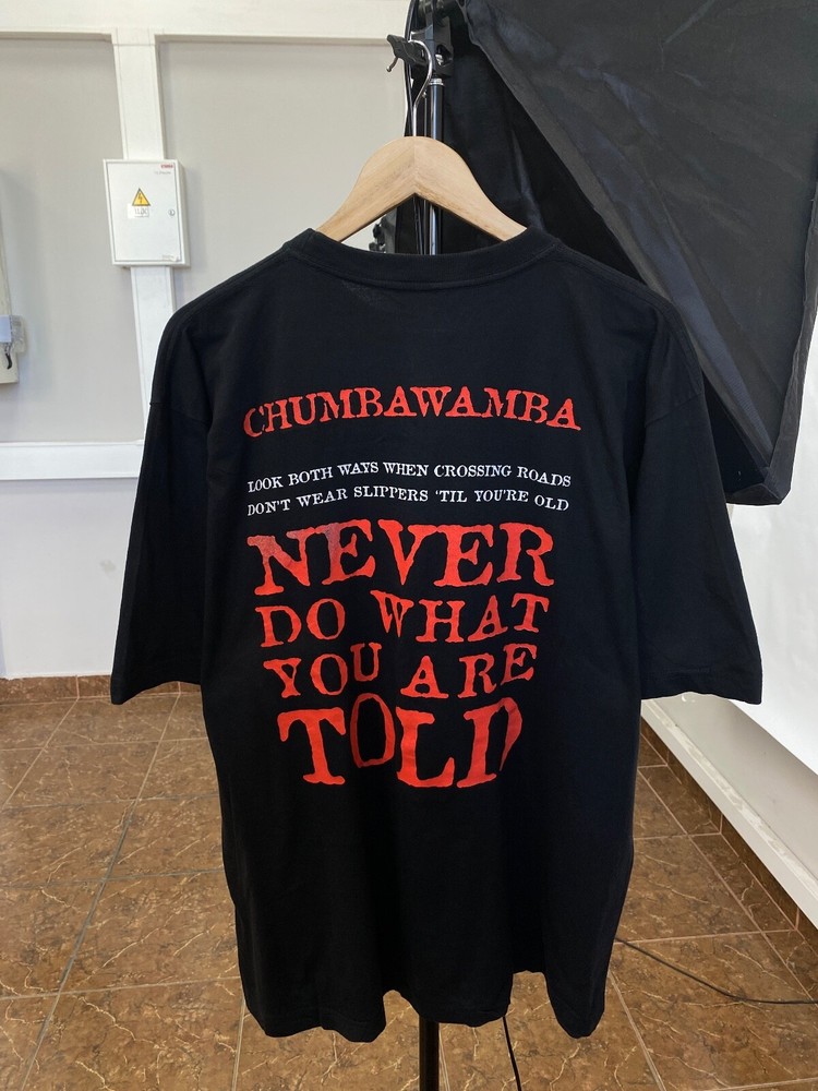 Vintage 90s Chumbawamba Anarchy Band T-Shirt Rare Retro Hype size XL color black