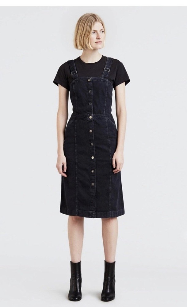 LEVI’S Denim Bustier Dress Mid Length Button Front Size Small