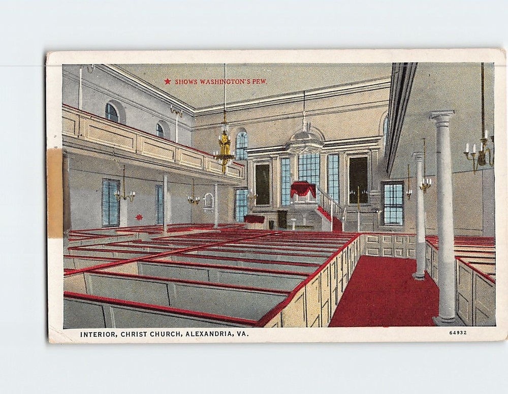 Postcard Interior Christ Church Alexandria Virginia USA