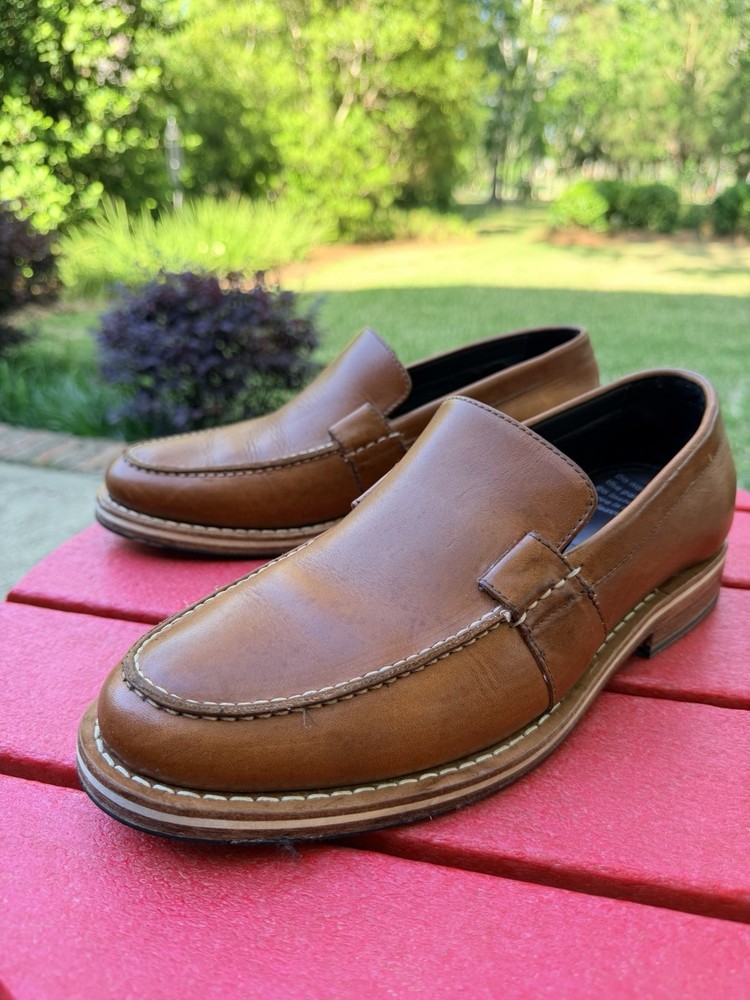 HELM Shoes The Wilson Teak Brown Leather Men’s Slip-on Loafers Size 8 1/2