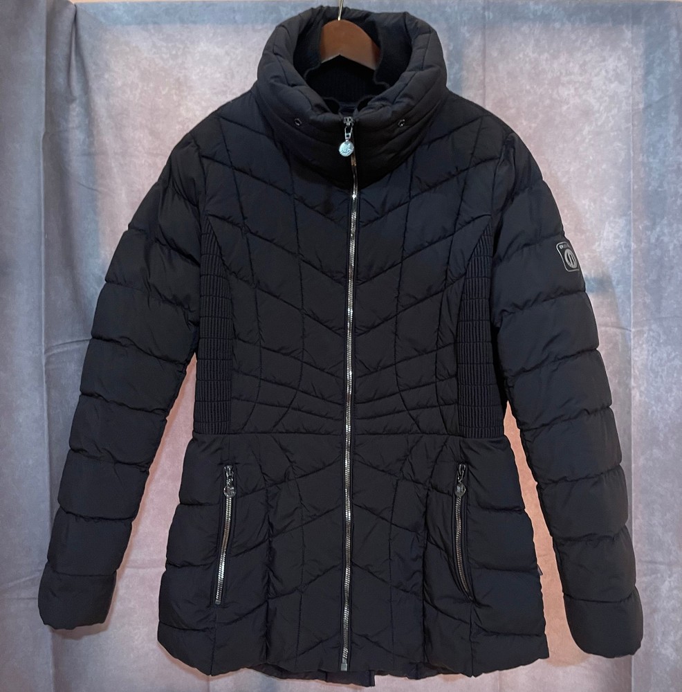 Bernardo Women's Black Quilted Puffer Jacket Size M PrimaLoft Duck Free