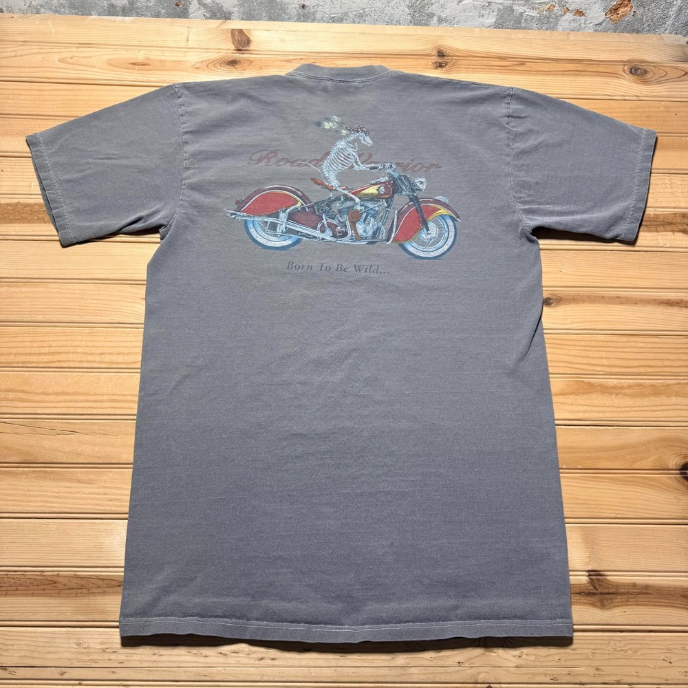 Vintage 90s Sea Dog Road Warrior Skeleton Motorcycle Biker Graphic T-Shirt Large