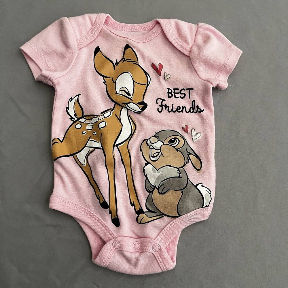 Disney Baby Bambi Thumper Pink Short Sleeve Bodysuit Girls 0-3 Months