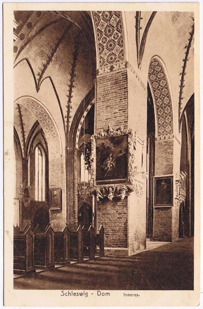 Germany Postcard RPPC Schleswig Dom Cathedral Interior Sepia