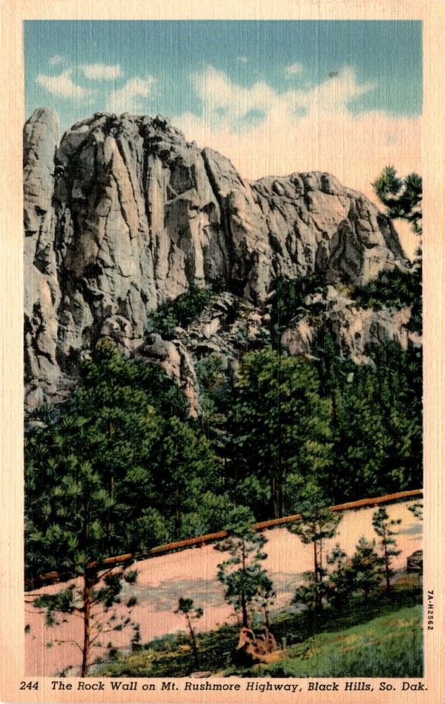 Mt. Rushmore Highway, Black Hills, So. Dak, L. B. Hollister, Postcard
