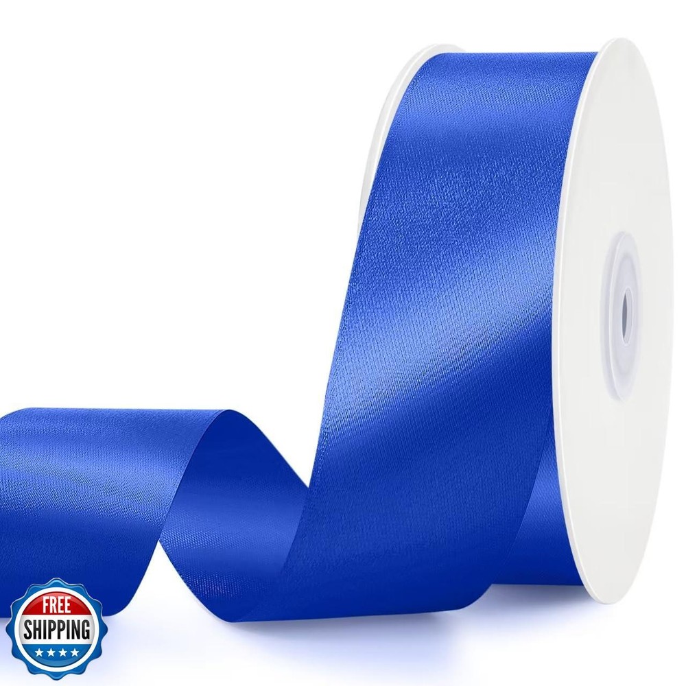 Blue Ribbon 1.5 Inch 50 Yard Solid Fabric Ribbon for Gift Wrapping Crafts Decor