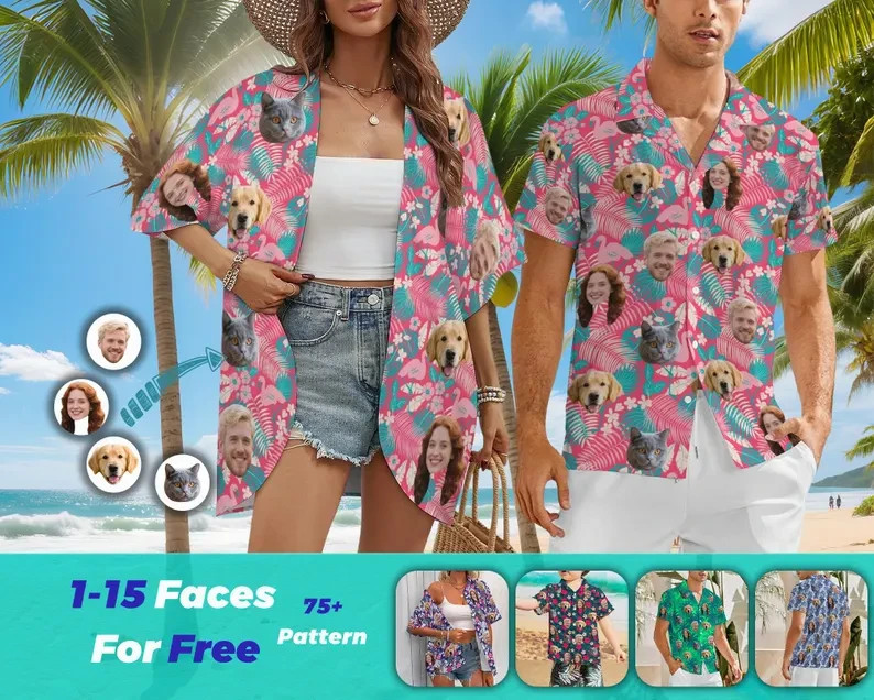Custom Face Hawaiian Shirt Personalized Photo Print Aloha Funny Gift
