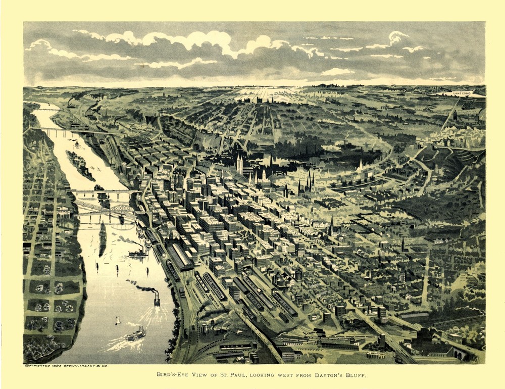 Historic 1893 Treacy Panoramic View of Saint Paul Minnesota 29.85 x 23  