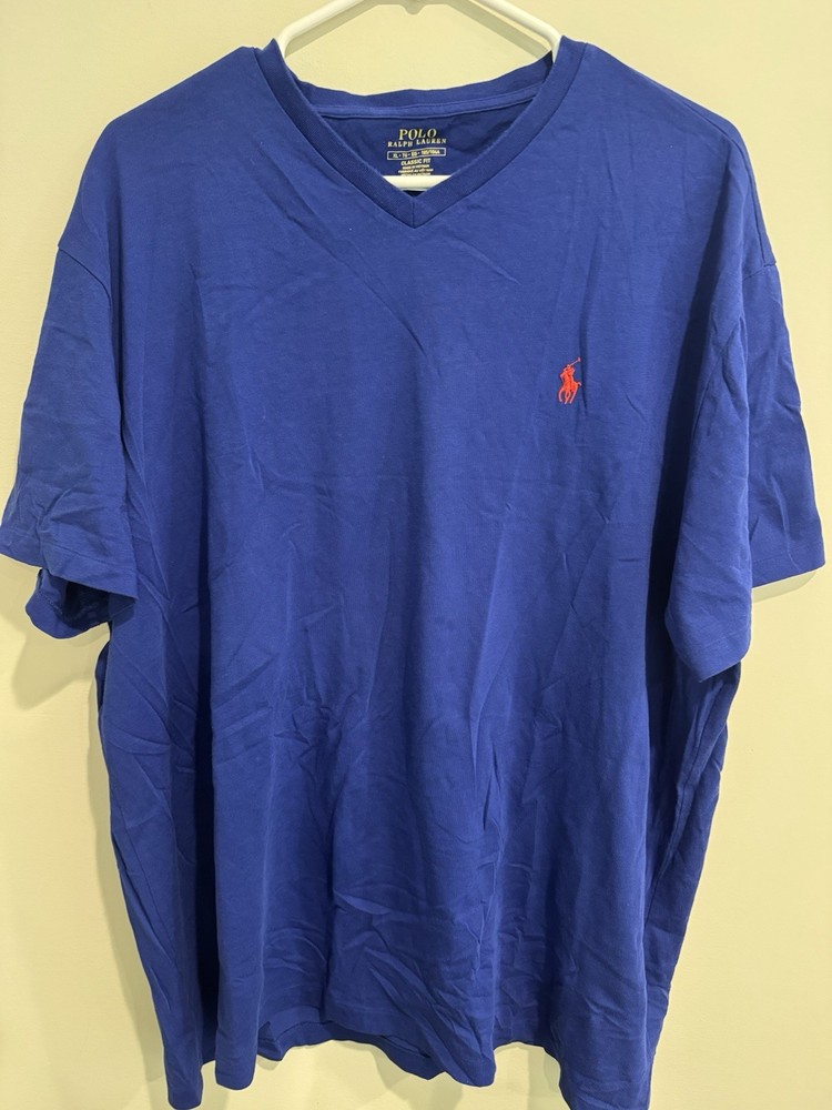 Polo Ralph Lauren Men's V-Neck Short Sleeve T-Shirt Royal Blue, Size XL