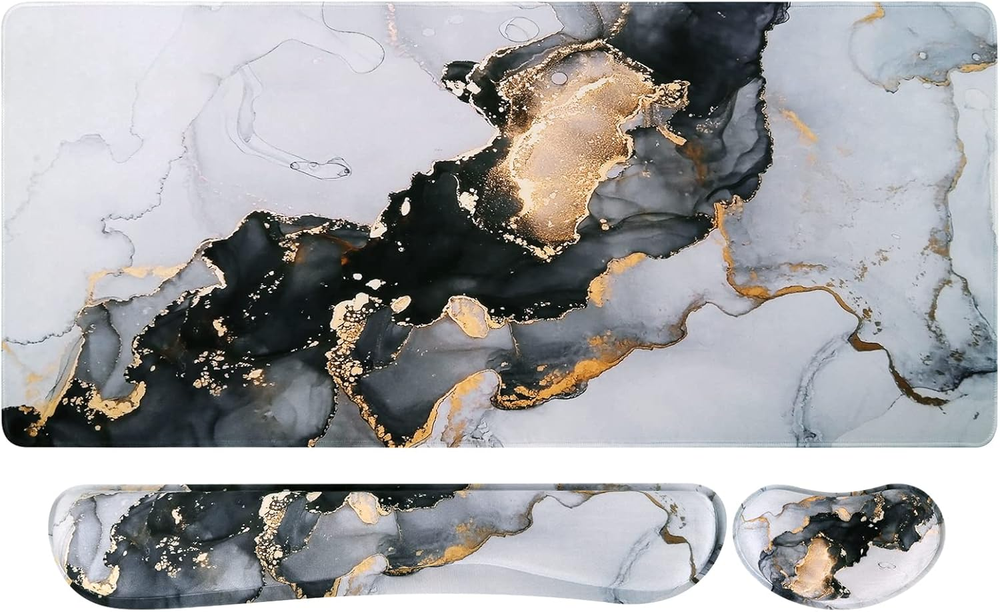 XXL Gaming Mouse Pad with Wrist Rest - 3-in-1 Extended Desk Mat for Keyboard and Mouse