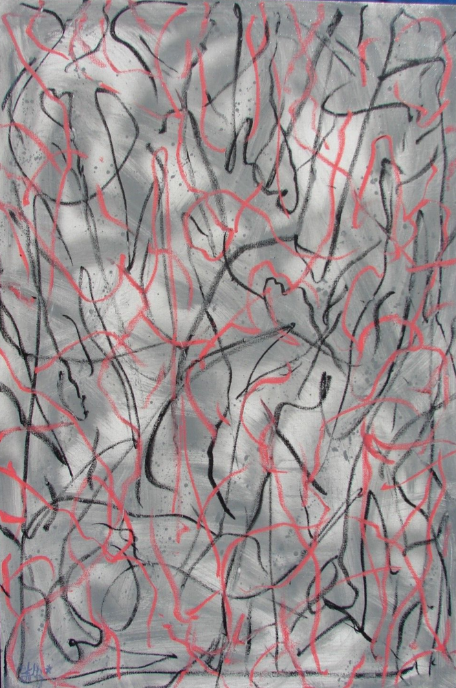 Modernist LARGE ABSTRACT PAINTING Expressionist MODERN Art STUGGLE TO LOVE FOLTZ