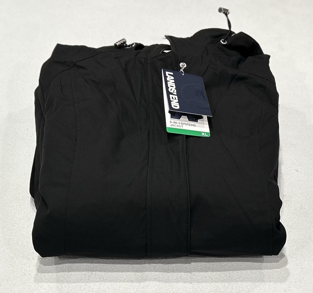 Lands End Womens 3-in-1 Waterproof Insulated Jacket in Black Size XL  