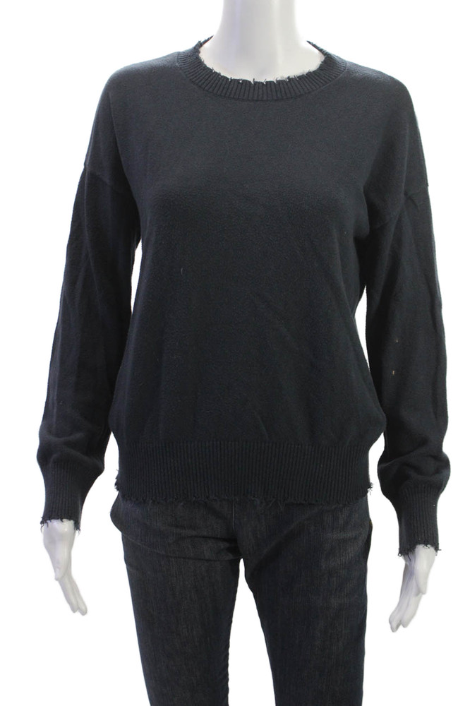 Minnie Rose Unisex Black Cotton Pullover Crew Neck Long Sleeve Sweater Size SFree Shipping in US $100+ Orders | $6.95 Orders Below