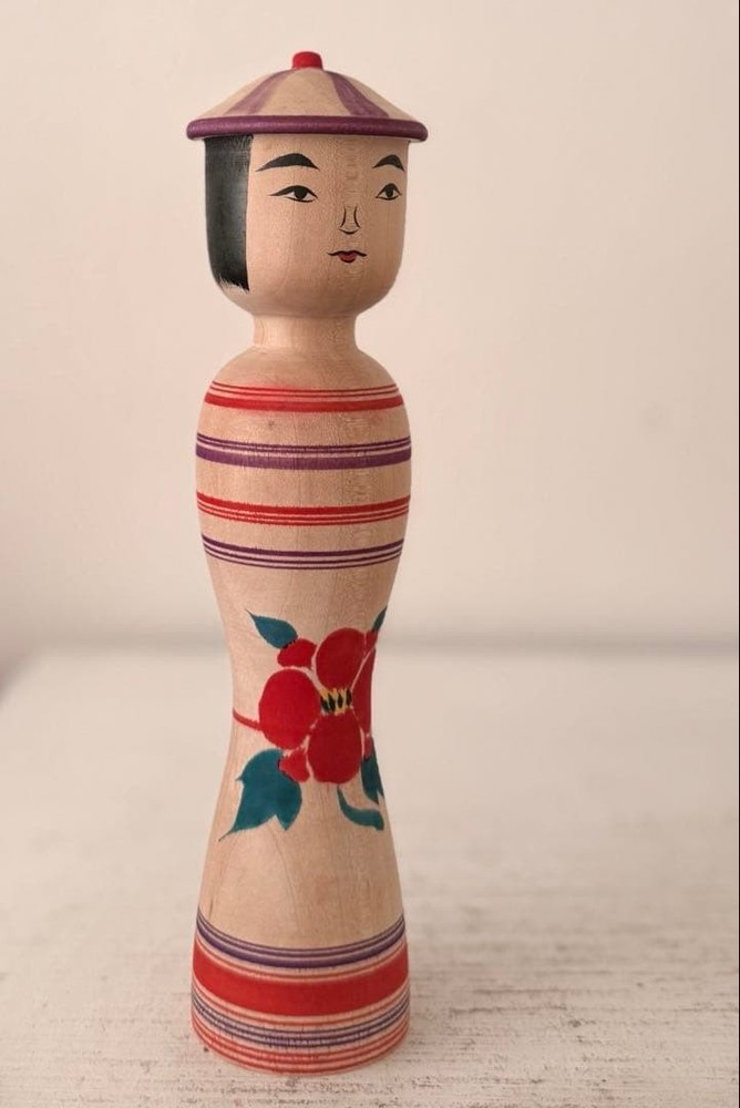 Abo Masafumi Tsugaru Kokeshi Doll 21.5cm Traditional Handcrafted Wooden Toy
