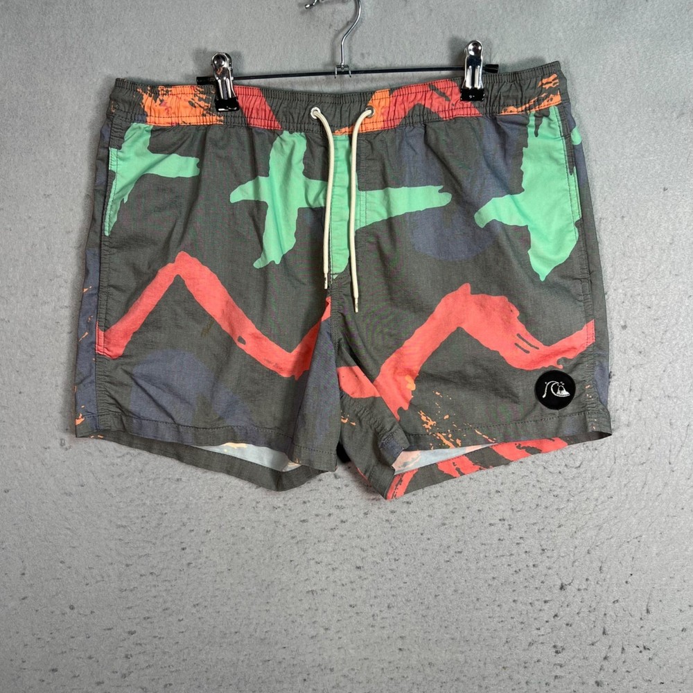 Quiksilver Mens Medium Swim Shorts Graphic Abstract Camo Print Board Shorts-image