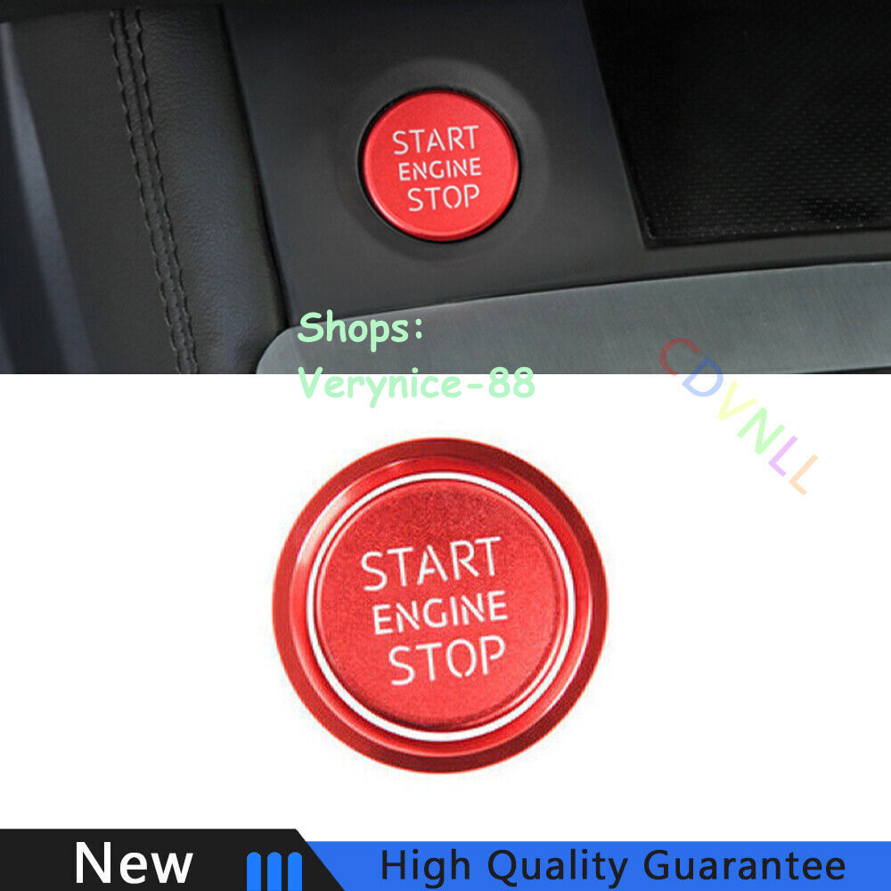2017-2021 Audi A4 A5 Red Aluminum One-Click Start Button Cover Trim Pair