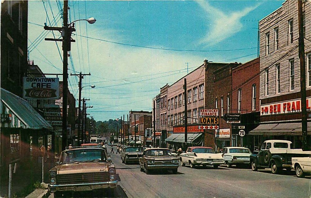 Postcard Main Street Scene in Central City, Kentucky - circa 1960s