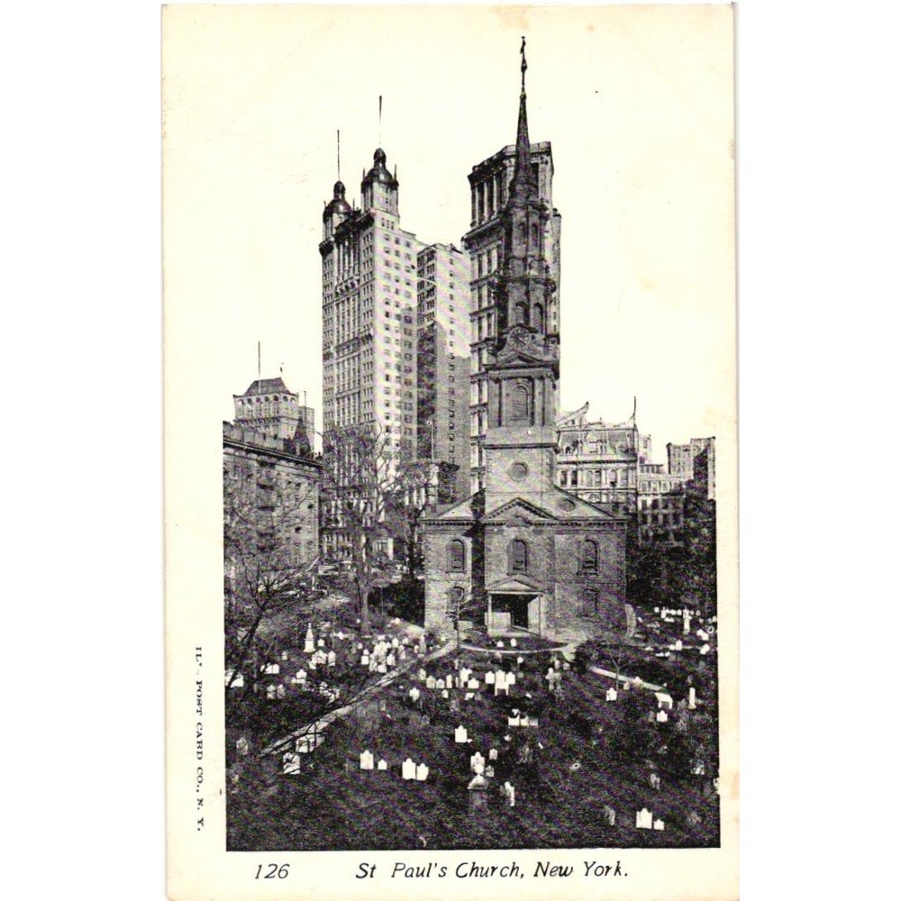 St. Paul's Church, New York City – Vintage Black & White Postcard