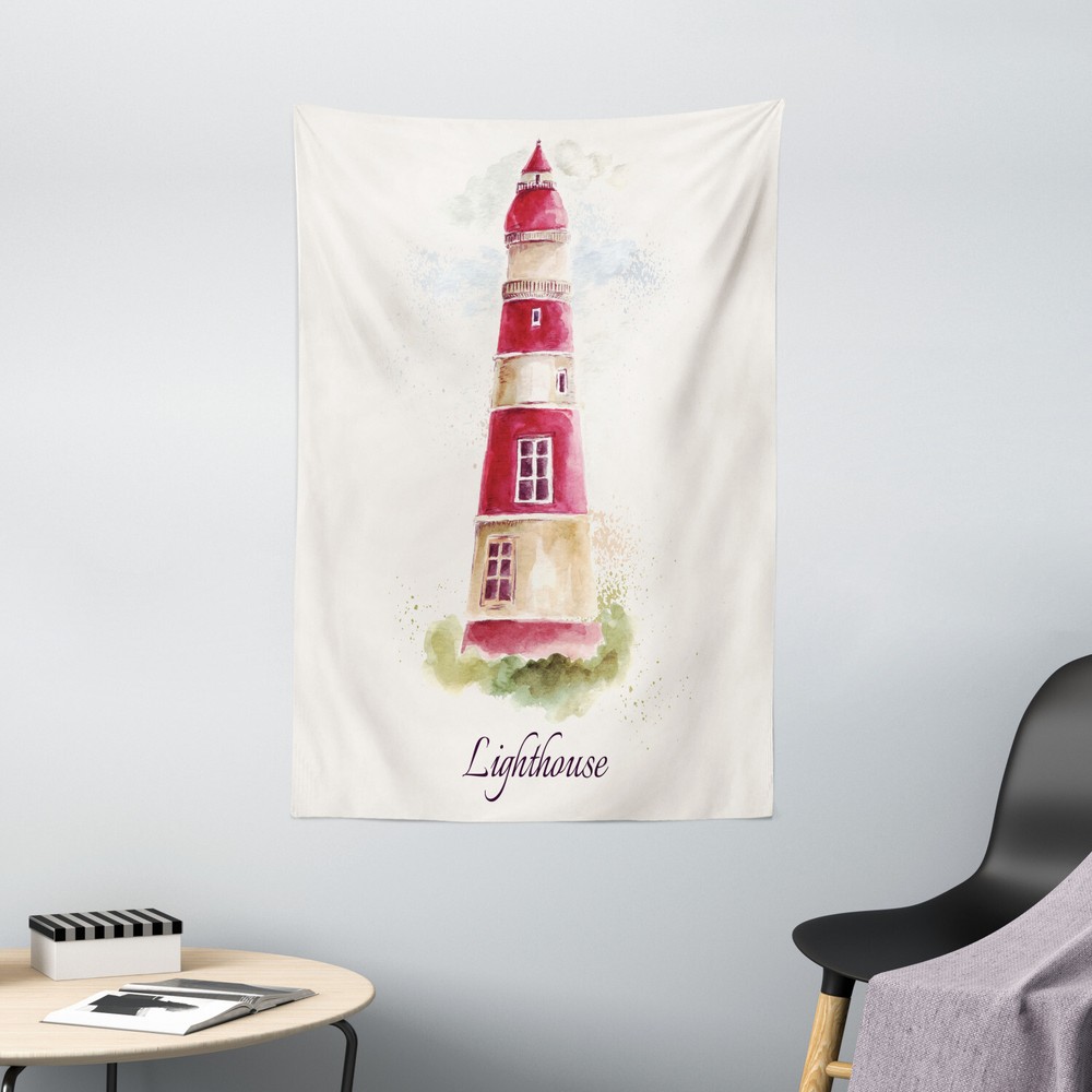Lighthouse Tapestry Pastel Watercolors Print Wall Hanging Decor