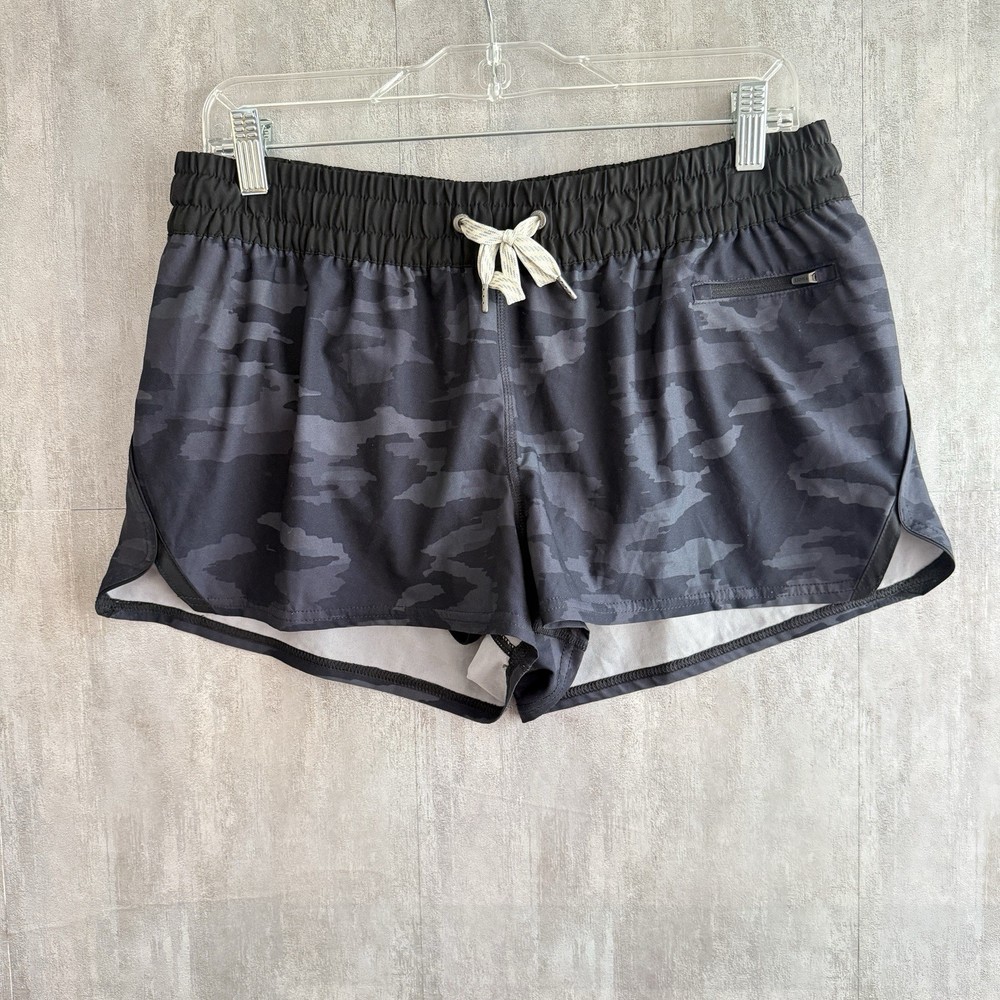 Vuori Clementine Shorts Womens Sz L Black Camo 3” Lined Athletic Running Gym