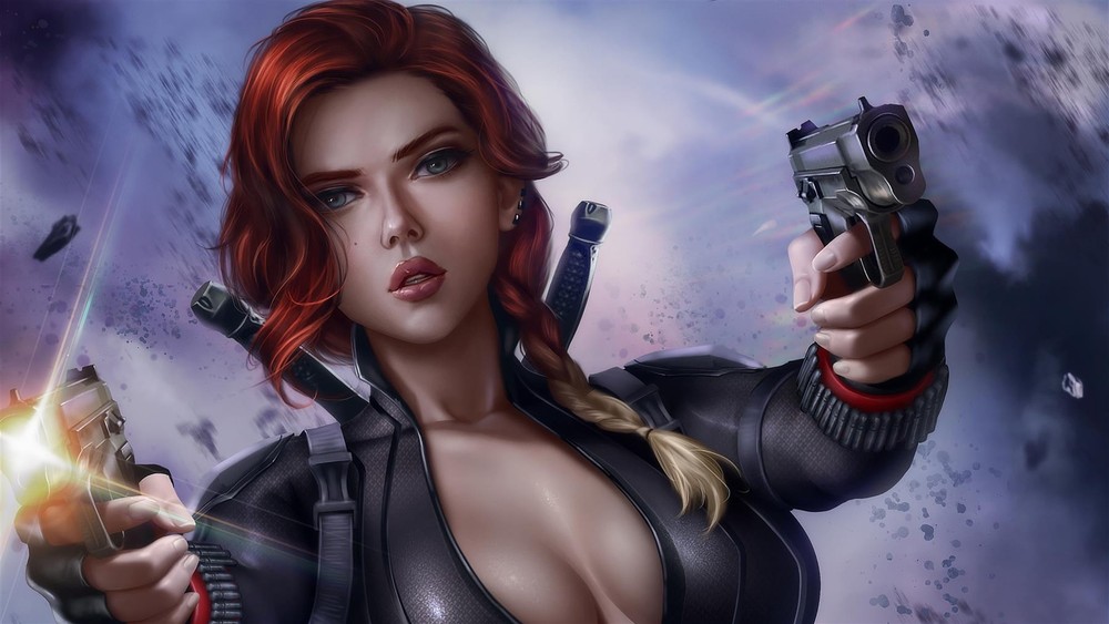 Black Widow Guns Metal Art Print Comics Poster 8in x 12in Lot Up