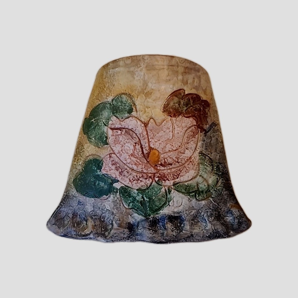 Beautiful Italian Pottery Hand Painted Hanging Wall Pocket Floral  terra-cotta