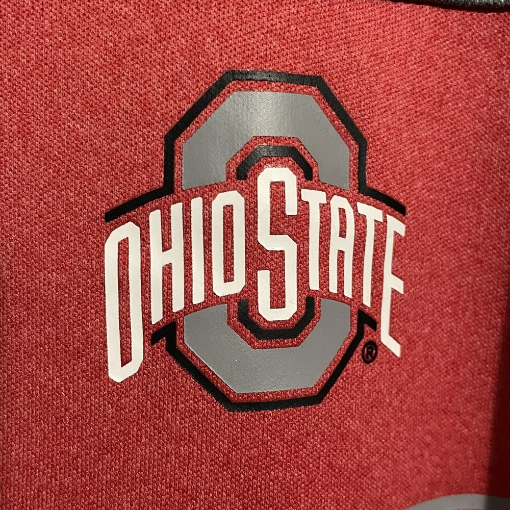 OHIO STATE BUCKEYES POLO SHIRT MEN’S XXL SHORT SLEEVE GREY RED COLOSSEUM NCAA