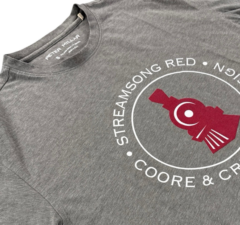 Peter Millar Crown Comfort Knit Tee Size S Streamsong Red Coore & Crenshaw Train