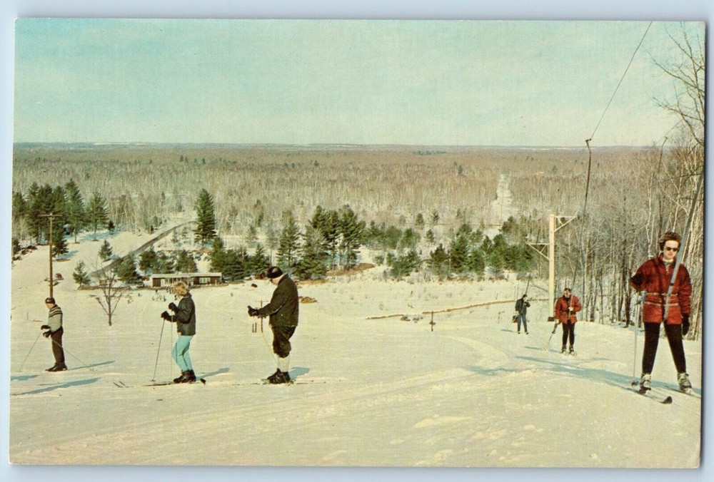 Gaylord Michigan Postcard New Au Sable Lodge Ranch Ski Club 1960 Vintage Antique
