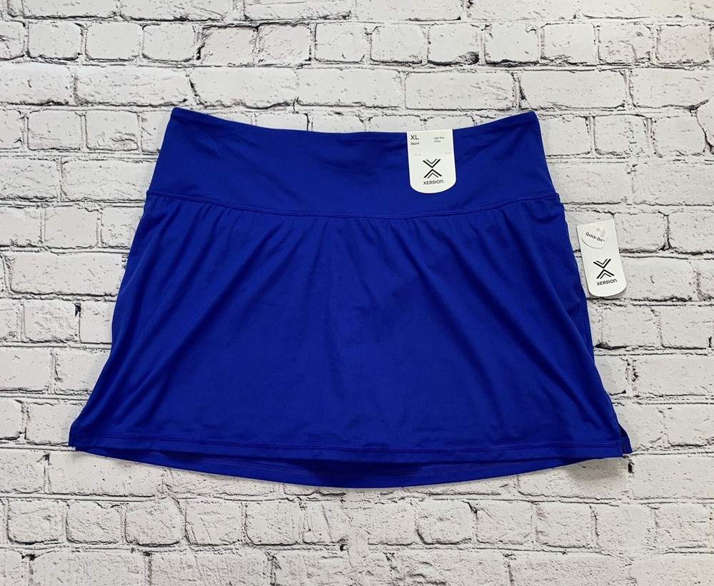 NWT Xersion Women’s Size XL Blue Skort High rise Fitted Shorts Skirt Quick-Dri