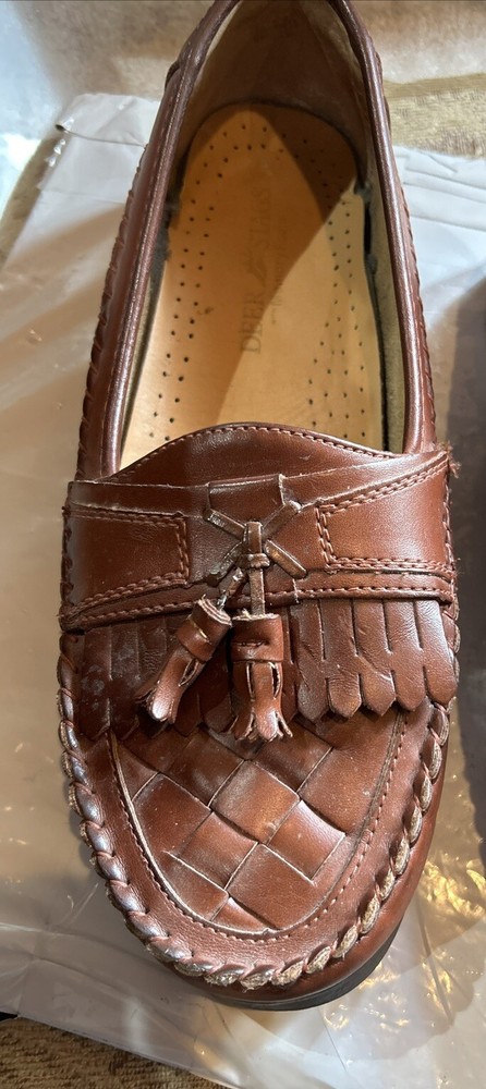Deer Stags Mens Herman Brown Leather Tassel Loafers Memory Foam Shoes Sz 10M