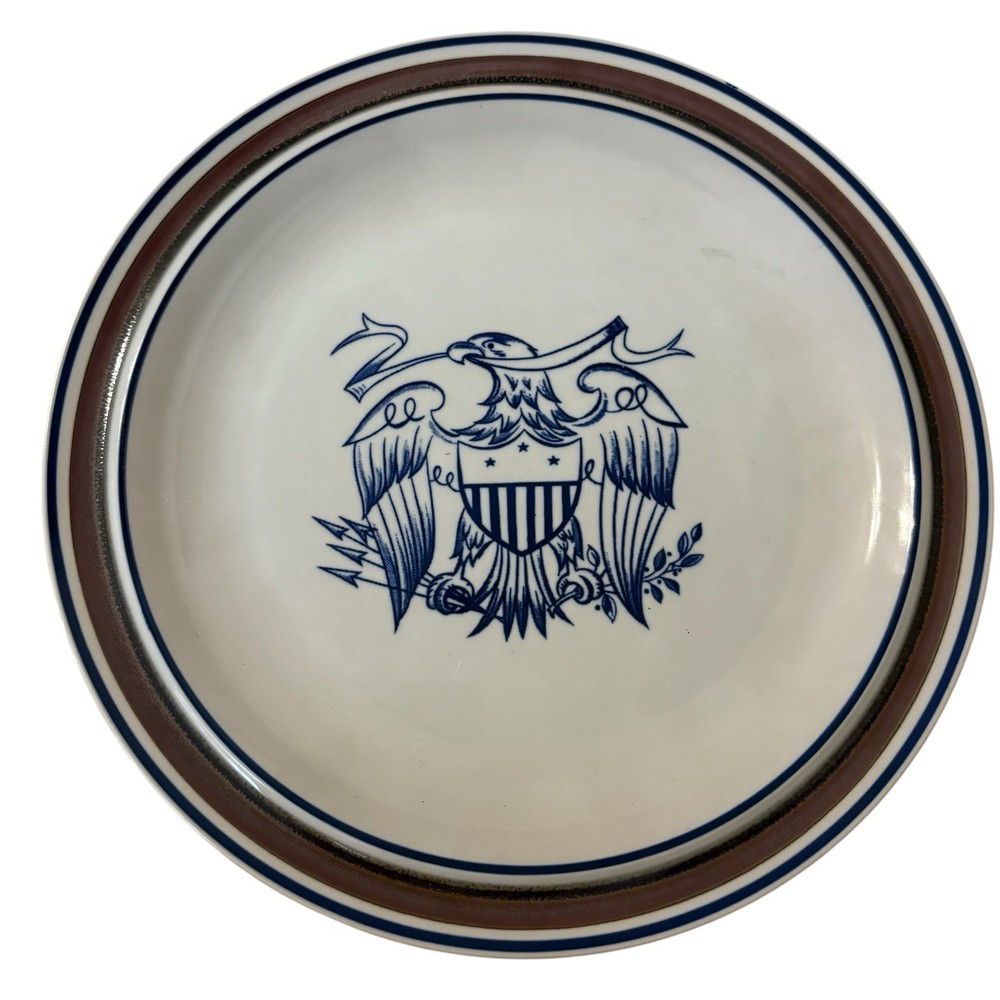 Vintage Salem Stoneware Georgetown Eagle Dinner Plate Patriot Flag Retro USA