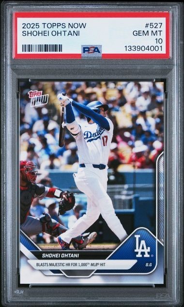 2025 Topps Now 1000th Hit Home Run #527 Shohei Ohtani Los Angeles Dodgers PSA 10
