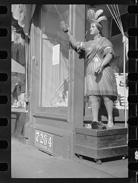 Photo:Manchester New Hampshire 1936 Cigar Store Indian Figure Display
