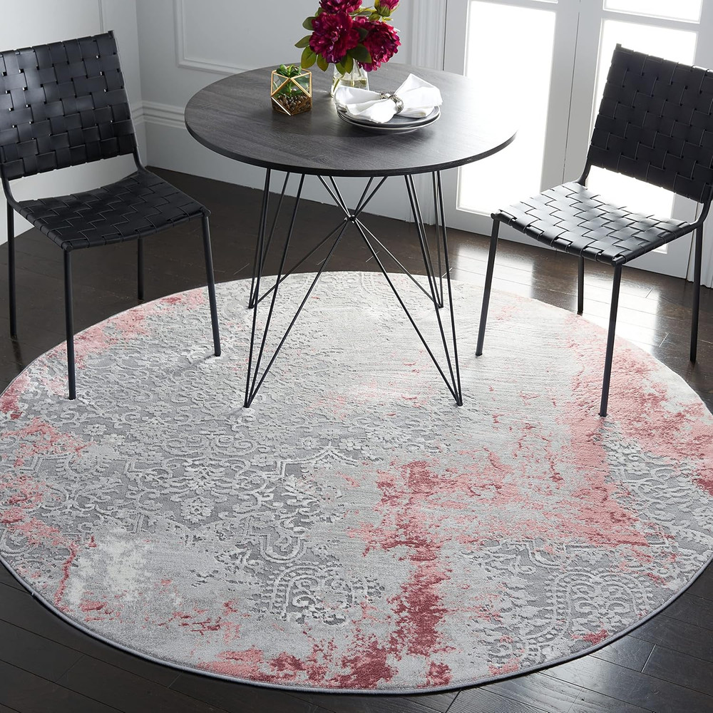 Meadow Collection 5' round Light Greypink MDW573G Modern Abstract Non-Shedding E