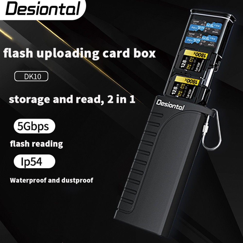 2 in 1 High-Speed Reader Flash Card Box Photo Transmission Storage Waterproof L3