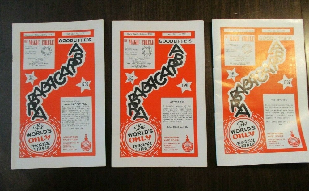 LOT OF 3 GOODLIFFE'S ABRACADABRA MAGIC MAGAZINE VOLUME 66 's 1691 1700 1709 1978-image