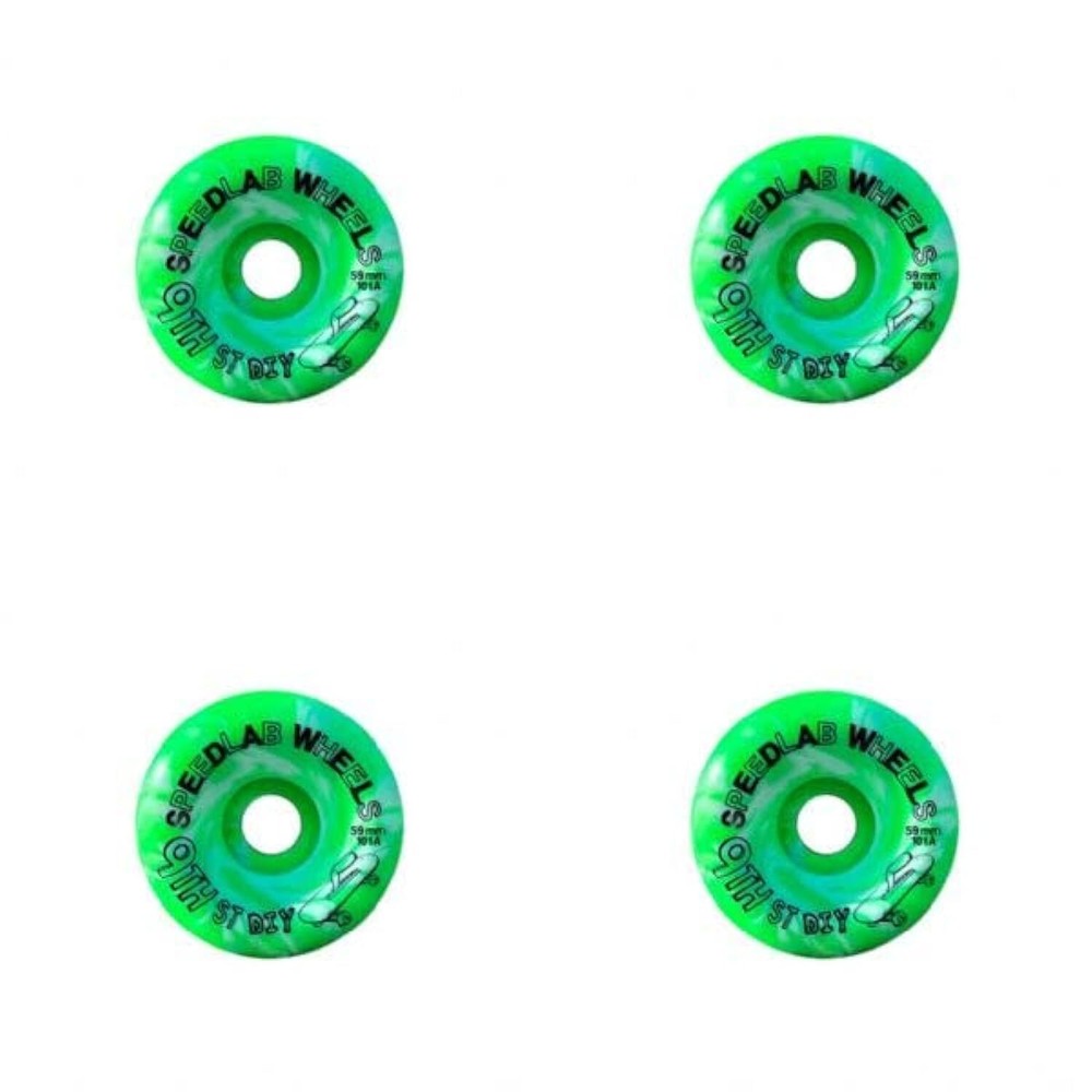 Speedlab Wheels 9th Street DIY Green White Swirl 59mm 101a Skate Set of 4