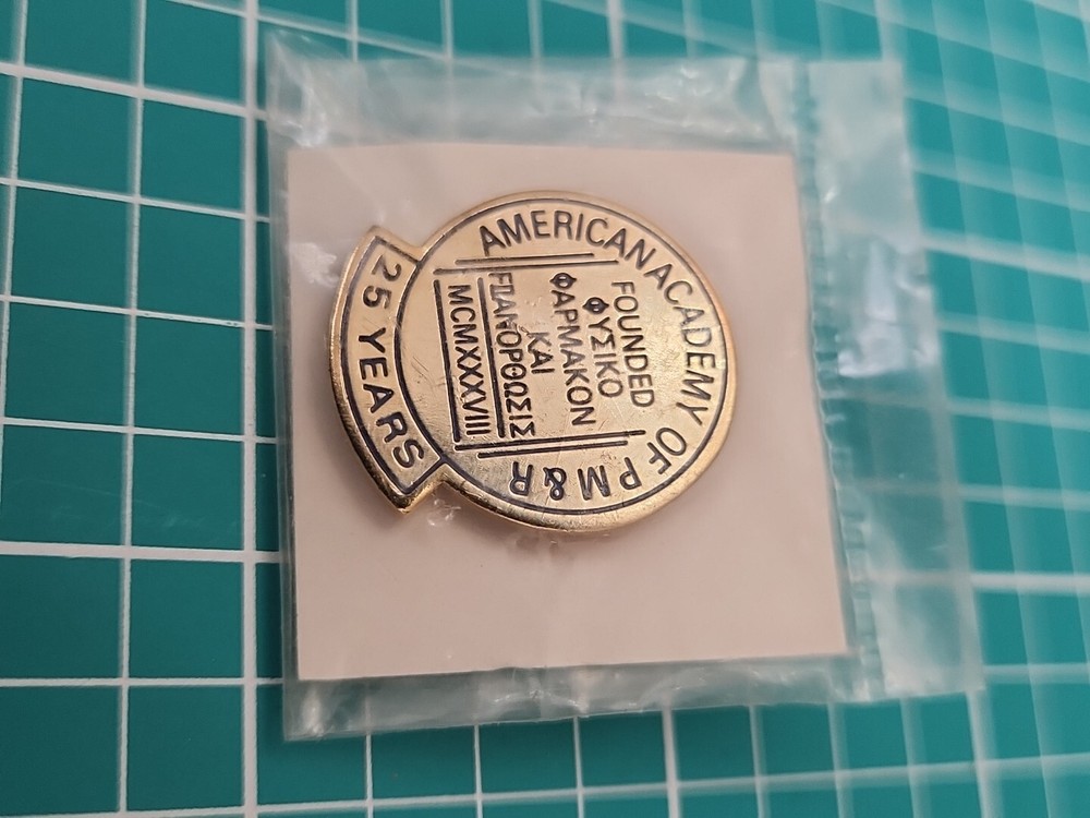 Vtg American Academy Of PM&R 25 Years  Gold Tone Lapel Pin Hat Pin-image
