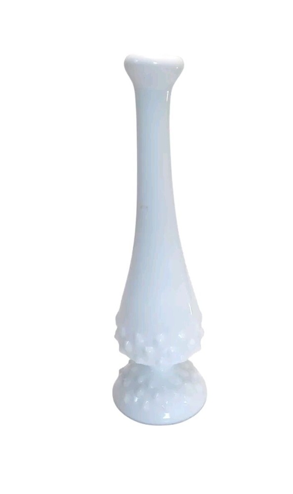 Vintage Bud Vase, Hobnail, Milk Glass, White Mini Swung