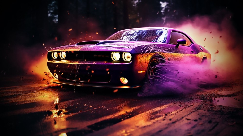 Dodge Challenger AI water color splash | POSTER 24 X 36 INCH