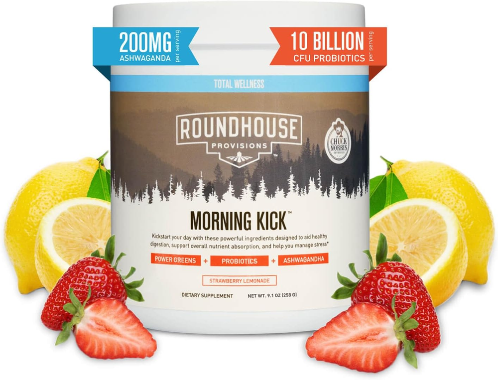 Morning Kick, Greens Superfood Powder Supplement with Ashwaganda, Collagen, Prob