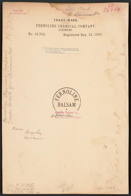 Photo: Fernoline Chemical Company for Fernoline Balsam brand Liniment