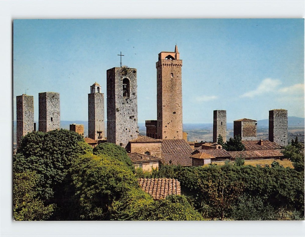 Postcard Panorama Dalla Rocca San Gimignano Italy