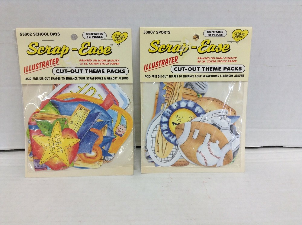 What's New Scrap Ease Die Cut Acid Free Scrapbook Theme Pack Sports School Days-image